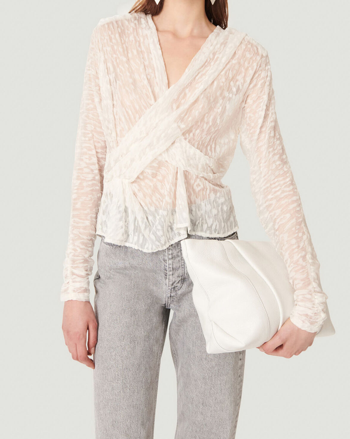 LENY DRAPE FRONT LEOPARD PRINT TOP image number null